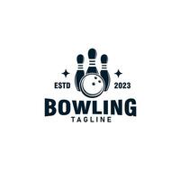 bowling årgång logotyp design vektor mall