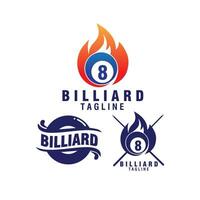 Billard- Flamme Abzeichen einstellen Logo Design Vektor Vorlage