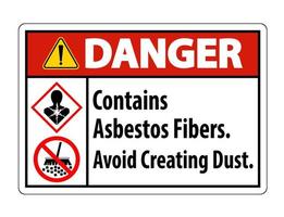 Gefahrzettel enthält Asbestfasern, Staubbildung vermeiden vektor