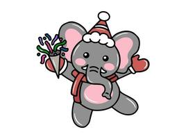 Elefant Karikatur mit Santa Hut Weihnachten vektor