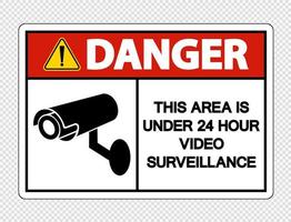 fara detta område är under 24-timmars videoövervakning tecken på transparent bakgrund vektor