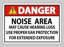 Warnschild, Lärmbereich kann zu Gehörverlust führen, verwenden Sie bei längerer Exposition einen geeigneten Gehörschutz vektor