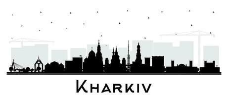Charkiw Ukraine Stadt Horizont Silhouette mit schwarz Gebäude isoliert auf Weiß. Charkiw Stadtbild mit Sehenswürdigkeiten. Geschäft Reise und Tourismus Konzept mit historisch die Architektur. vektor