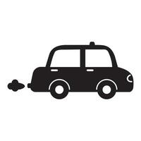 das Silhouette von ein klein Taxi oder Polizei Auto auf ein Weiß Hintergrund. das Fahrzeug Symbol ist ein Seite Sicht. Vektor isoliert Schablone Illustration