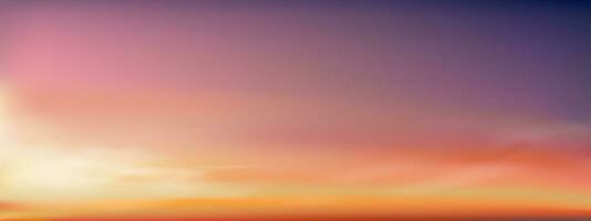 Sonnenuntergang Himmel Hintergrund, Sonnenaufgang Wolke orange, gelb, rosa Himmel im Morgen Sommer, Vektor sonnig Herbst, Natur Landschaft Feld im Abend.Winter Sonnenlicht, Cartoon Illustration Horizont Frühling Sonne Nieder durch Meer