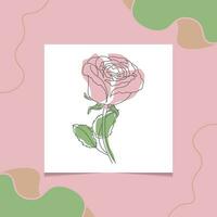 Linie Kunst Zeichnung von dekorativ schön Englisch Garten Rose mit Blätter und Farbe Flecken auf das dekorativ Hintergrund vektor