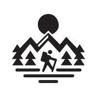 geometrisch einfarbig Illustration Logo von Berg Wandern vektor