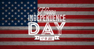 Happy Independence Day of USA Vektorillustration. Fjärde juli design med flagga på vintage trä bakgrund för banner, hälsningskort, inbjudan eller semesteraffisch. vektor