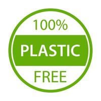 100 ständig Plastik kostenlos Symbol Plastik kostenlos Garantie Verpackung Zeichen zum Grafik Design, Logo, Webseite, Sozial Medien, Handy, Mobiltelefon Anwendung, ui Illustration vektor