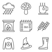 Herbstlinie Icons Sets vektor