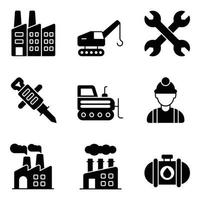 Fabrik-Glyphen-Icon-Sets vektor