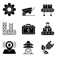 Fabrik-Glyphen-Icon-Sets vektor