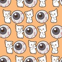 nahtloses Muster Katzen und Auge im Halloween-Tag vektor