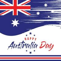 glücklich Australien Tag Beschriftung. Gruß Karte oder Einladung Karte. Karte von Australien mit Flagge. Vektor Illustration