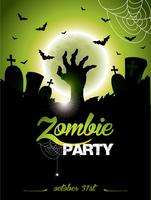 Vector Illustration auf einem Halloween-Zombie-Partythema auf grünem Hintergrund.