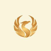 gyllene drake logotyp design i de form av en cirkel, modern lyx drake vektor