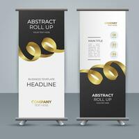 modern Geschäft rollen oben Banner Design mit golden Band vektor