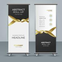 modern Geschäft rollen oben Banner Design mit golden Band vektor