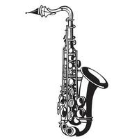 Musical Saxophon Jahrgang skizzieren Hand gezeichnet im Comic Stil Musik- Vektor Illustration