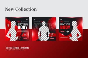 fitness koncept sociala medier post banner mall vektor