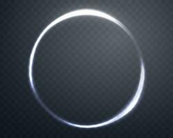 Silber Magie Ring mit glühend. Neon- realistisch Energie Fackel Heiligenschein Ring. abstrakt Licht bewirken vektor