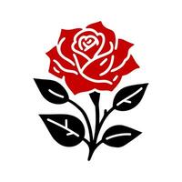 Rose Symbol. dekorativ Blume Silhouette isoliert auf Weiß Hintergrund. blühen Vektor Illustration