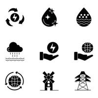 Ökologie-Glyphen-Icon-Sets vektor