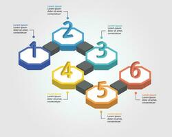 Achteck Schritt Zeitleiste Vorlage zum Infografik zum Präsentation zum 6 Element mit Nummer vektor