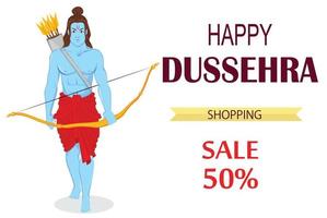 Lord Rama mit Pfeil und Bogen für das Dussehra Navratri Festival of India vektor