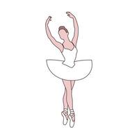 skön balett dansare är poserar, ung graciös kvinna balett dansare, ung ballerina stående i balett poser vektor illustration
