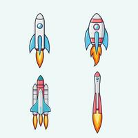 Rakete Starten Karikatur Vektor Symbol Illustration. Technologie Transport Symbol Konzept isoliert Prämie Vektor. eben Karikatur Stil
