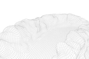 abstrakt Vektor Drahtmodell Landschaft Hintergrund. 3d futuristisch Gittergewebe Berge. 80er Jahre retro Illustration. Cyberspace Technologie Täler