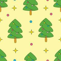 bunt Weihnachten Baum Karikatur nahtlos Muster Hintergrund zum Verpackung vektor