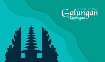 glad galungan kuningan papper stil vektor