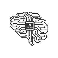 hjärna krets styrelse logotyp, artificiell intelligens teknologi chip design begrepp vektor