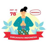 vektor platt illustration människor fira indonesiska oberoende dag