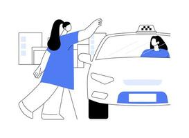 fånga taxi på de gata abstrakt begrepp vektor illustration.