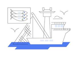 industriell Angeln Boot abstrakt Konzept Vektor Illustration.