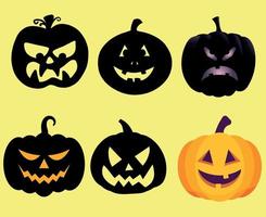 Kürbis Halloween-Objekte Zeichen Symbole Vektor-Illustration abstrakt mit gelbem Hintergrund vektor