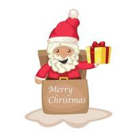 Frohe Weihnachten und ein glückliches Neues Jahr. realistische Stapel Geschenkboxen. offene geschenkbox voll mit weihnachtsmann drin. Urlaubsbanner, Web-Poster, Flyer, stilvolle Broschüre, Grußkarte, Cover. Weihnachtshintergrund vektor