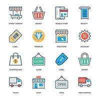 Packung Shopping Flat Icons vektor