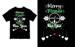 fröhlich fitmas und ein glücklich Neu Jahr Typografie Design. fröhlich Weihnachten und glücklich Neu Jahr T-Shirt Design. kostenlos Vektor. vektor