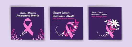 Social-Media-Post-Vorlage für Brustkrebsbewusstsein. Gesundheitsversorgung von Frauen. jährlich feiern. medizinisches Konzept. vektor