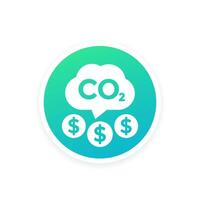 Kohlenstoff Emissionen Kosten runden Symbol vektor