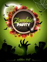 Vector Illustration auf einem Halloween-Zombie-Partythema auf grünem Hintergrund.