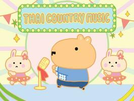 Capybara singen ein Lied thailändisch Land Musik- Karikatur Stil vektor