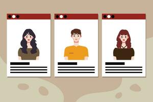 uppsättning av social media profil mallar med människor avatarer. vektor illustration