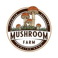 svamp vektor logotyp. svamp jordbrukare design, bearbetning, odling och svamp företag.