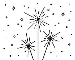 jul sparklers för hälsning kort, etiketter. xmas dekoration. vinter- isolerat element. översikt vektor illustration.