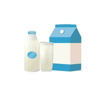 Milch Pack, Glas und Flasche Vektor Illustration